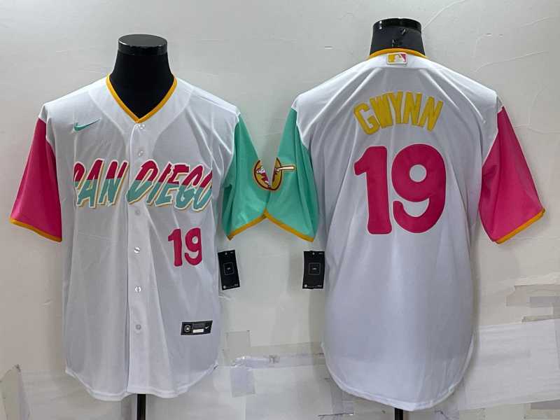 Men's San Diego Padres #19 Tony Gwynn Number White 2022 City Connect Cool Base Stitched Jersey,We sell and wholesale Men's San Diego Padres #19 Tony Gwynn Number White 2022 City Connect Cool Base Stitched Jersey on line form chian!